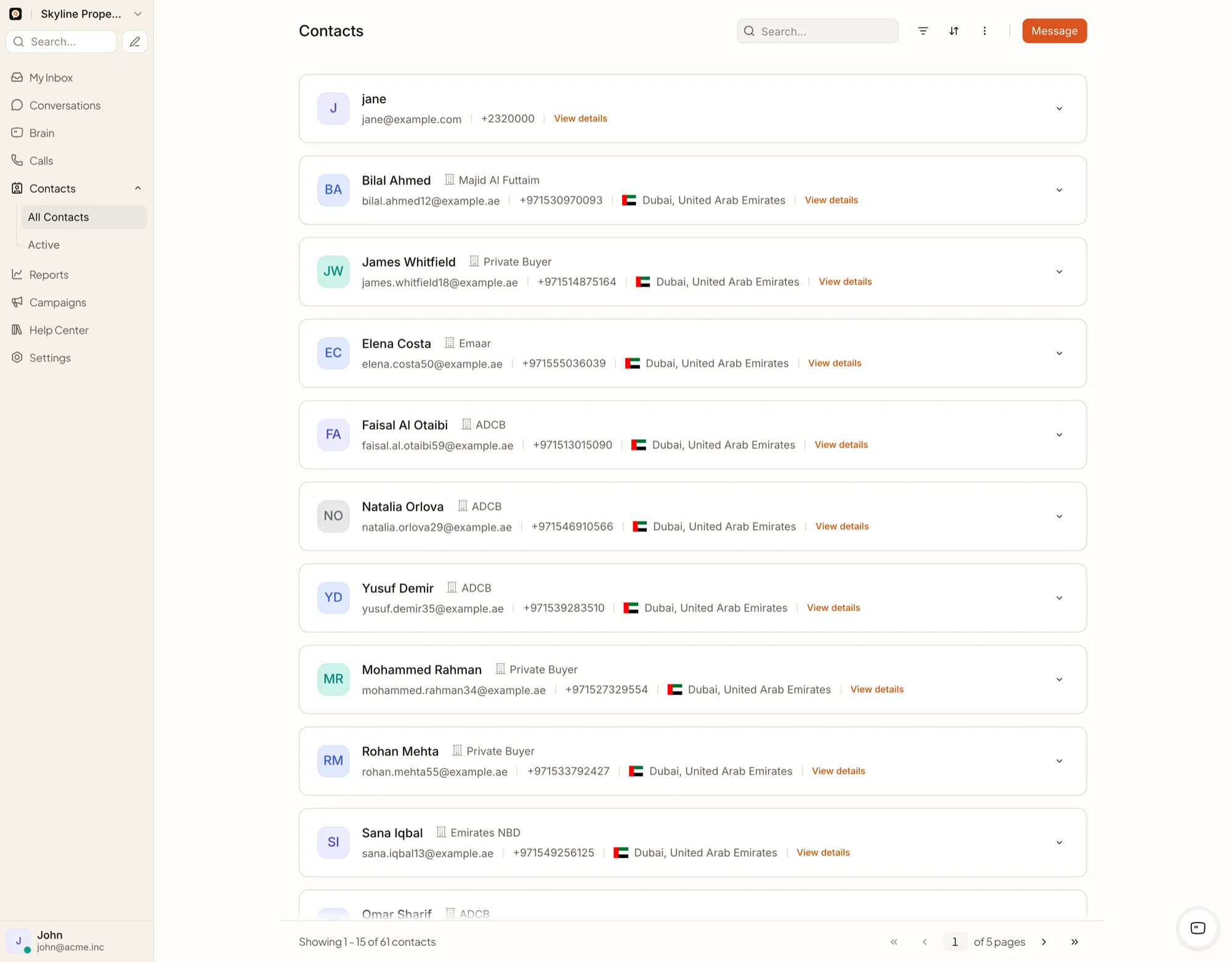 QualiBot contacts synced from connected systems